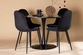 Venture Design Valgomojo stalas ir kėdžių komplektas Glade ir Polar 100 cm juodas