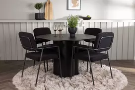 Venture Design Valgomojo komplektas Olivia valgomojo stalas ir Yesterday valgomojo kėdė 110 cm juoda