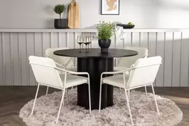 Venture Design Valgomojo komplektas Olivia valgomojo stalas ir Tvist valgomojo kėdė 110 cm juoda smėlio spalvos