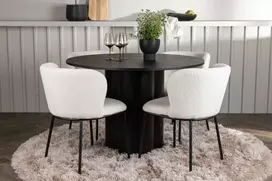 Venture Design Valgomojo komplektas Olivia valgomojo stalas ir Edina valgomojo kėdė 110 cm Juoda Balta