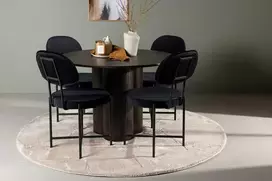 Venture Design Valgomojo stalas ir kėdžių komplektas Olivia valgomojo stalas ir Stella valgomojo kėdė 110 cm juodas aksomas