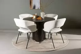 Venture Design Valgomojo stalas ir kėdžių komplektas Olivia valgomojo stalas ir dieninė valgomojo kėdė 110 cm ruda ir balta