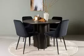 Venture Design Valgomojo komplektas Olivia valgomojo stalas ir naktinė valgomojo kėdė 110 cm juoda
