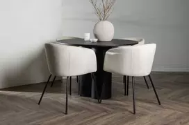 Venture Design Valgomojo komplektas Olivia valgomojo stalas ir Berit kėdė 110 cm juoda smėlio spalvos veliūras
