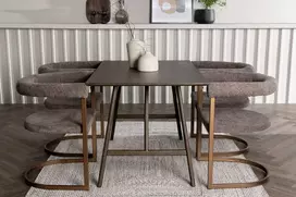 Venture Design Valgomojo komplektas Kaseidon valgomojo stalas ir Morning valgomojo kėdė 80x120 cm juoda guminė mediena