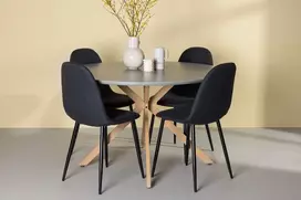 Venture Design Valgomojo komplektas Piazza stalas ir Polar kėdės 120 cm pilka ir juoda akmuo ir plienas