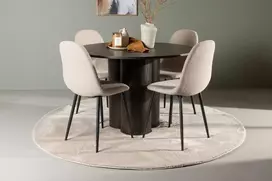 Venture Design Valgomojo komplektas Olivia valgomojo stalas ir Polar valgomojo kėdės 110 cm Ruda Smėlio spalvos MDF Audinys Metalas