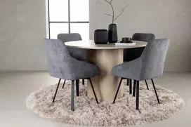 Venture Design Valgomojo komplektas Olivia valgomojo stalas ir Rosie valgomojo kėdės 110 cm balta medžiaga