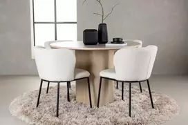 Venture Design Valgomojo stalo ir kėdžių komplektas Olivia valgomojo stalas ir Edina valgomojo kėdė 110 cm balta