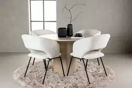Venture Design Valgomojo komplektas Olivia valgomojo stalas ir dieninė valgomojo kėdė 110 cm balta
