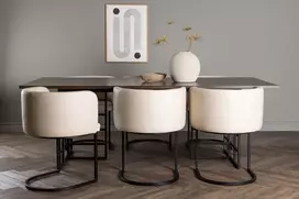Venture Design Valgomojo komplektas Ystad valgomojo stalas ir Simrishamn valgomojo kėdė 100x220 cm juoda