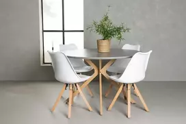 Venture Design Valgomojo komplektas Piazza valgomojo stalas ir Zeno valgomojo kėdė 120 cm Pilka