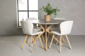 Venture Design Valgomojo komplektas Piazza valgomojo stalas ir Lilja valgomojo kėdė 120 cm smėlio spalvos