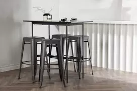 Venture Design Baro stalo ir baro kėdžių komplektas 120x60 cm juodas tamsiai pilkas MDF metalas