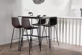 Venture Design Baro stalas ir baro kėdė, 120x60 cm, juoda, ruda