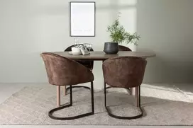 Venture Design Valgomojo stalas ir kėdžių komplektas Andy ir Evening 180x75 cm Ruda MDF Audinys