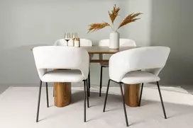 Venture Design Valgomojo stalo ir kėdžių komplektas Isolde valgomojo stalas ir Day valgomojo kėdė 140x75 cm juodas ir baltas MDF