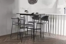 Venture Design Baro stalas ir baro kėdė, 120x60 cm, juodos spalvos audinys