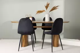 Venture Design Valgomojo stalas ir kėdžių komplektas Isolde valgomojo stalas ir Polar valgomojo kėdė 140x75 cm juoda