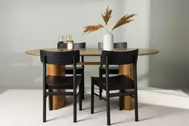 Venture Design Valgomojo komplektas Isolde valgomojo stalas ir Montros valgomojo kėdė 140x75 cm natūrali mediena