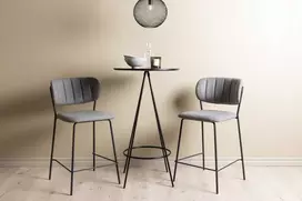 Venture Design Baro stalas ir baro kėdė, 60 cm, juodos spalvos audinys