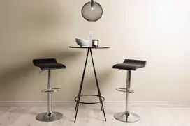 Venture Design Baro stalo ir baro kėdžių komplektas 60 cm juodas MDF faneruotas chromuotas plienas audinys