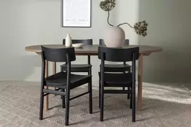 Venture Design Valgomojo stalas ir kėdžių komplektas Andy valgomojo stalas ir Montros valgomojo kėdė 180x75 cm natūralaus MDF gumedžio