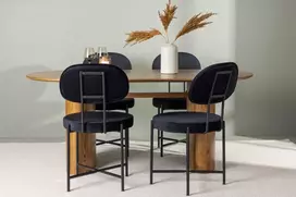 Venture Design Valgomojo komplektas Isolde valgomojo stalas ir Stella valgomojo kėdė 140x75 cm juodas MDF