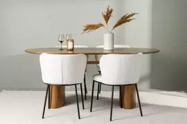 Venture Design Valgomojo stalo ir kėdžių komplektas Isolde valgomojo stalas ir Edina valgomojo kėdė 140x75 cm juoda balta