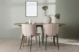 Venture Design Valgomojo komplektas Andy valgomojo stalas ir Modesto valgomojo kėdė 180x75 cm smėlio spalvos MDF