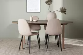 Venture Design Valgomojo komplektas Andy valgomojo stalas ir Polar valgomojo kėdė 180x75 cm Juoda Smėlio spalvos