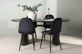 Venture Design Valgomojo stalas ir kėdžių komplektas Isolde valgomojo stalas ir Polar valgomojo kėdė 180x75 cm juoda