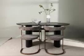 Venture Design Valgomojo stalas ir kėdžių komplektas Isolde valgomojo stalas ir Morning valgomojo kėdė 180x75 cm juoda