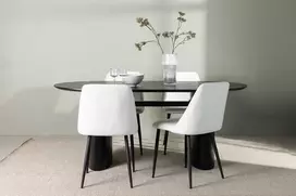 Venture Design Valgomojo stalas ir kėdžių komplektas Isolde ir Night 180x75 cm juoda ir balta