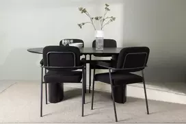 Venture Design Valgomojo stalas ir kėdžių komplektas Isolde ir Yesterday 180x75 cm juodas
