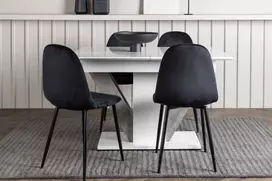 Venture Design Valgomojo komplektas Disa valgomojo stalas ir Polar kėdės 120x80 cm balta juoda
