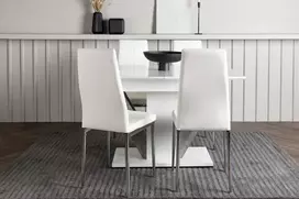 Venture Design Valgomojo komplektas Disa valgomojo stalas ir Pastill valgomojo kėdė 120x80 cm balta MDF