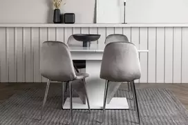 Venture Design Valgomojo stalo ir kėdžių komplektas Disa valgomojo stalas 120x80 cm baltas ištraukiamas