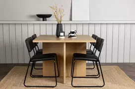 Venture Design Valgomojo komplektas Leo valgomojo stalas ir Kenth kėdė 100x100x75 cm juodo ąžuolo imitacijos MDF