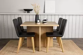 Venture Design Valgomojo komplektas Leo valgomojo stalas ir Today valgomojo kėdė 100x75 cm ąžuolas juoda