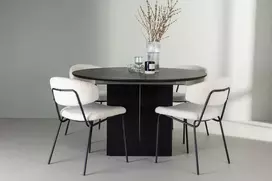 Venture Design Valgomojo stalo ir kėdžių komplektas Matilda valgomojo stalas ir Chico valgomojo kėdė 130 cm juodas MDF Bouclé