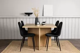 Venture Design Valgomojo komplektas Leo valgomojo stalas ir Polar valgomojo kėdės 100x100x75 cm juodas ąžuolas MDF