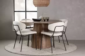 Venture Design Valgomojo stalo ir kėdžių komplektas Lanzo valgomojo stalas ir Chico valgomojo kėdė 120 cm natūrali juoda balta MDF plienas