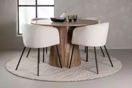 Venture Design Valgomojo stalas ir kėdžių komplektas 120 cm Juoda Smėlio MDF Aksomas