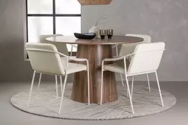 Venture Design Valgomojo stalo ir kėdžių komplektas Lanzo valgomojo stalas ir Tvist valgomojo kėdė 120 cm smėlio spalvos