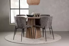 Venture Design Valgomojo stalas ir valgomojo kėdžių komplektas Lanzo 120 cm pilkas MDF