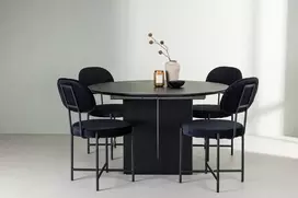 Venture Design Valgomojo komplektas Matilda valgomojo stalas ir Stella valgomojo kėdė 130 cm juoda