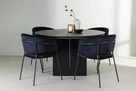 Venture Design Valgomojo stalo ir kėdžių komplektas Matilda valgomojo stalas ir Selma valgomojo kėdė 130 cm juoda