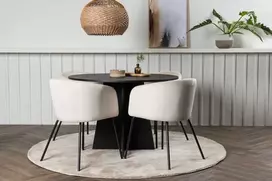 Venture Design Valgomojo stalas ir kėdžių komplektas Bootcut stalas ir Berit kėdės 110 cm juodas aksomas