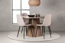 Venture Design Valgomojo stalo ir kėdžių komplektas Lanzo valgomojo stalas ir Polar valgomojo kėdė 120 cm juoda smėlio spalvos